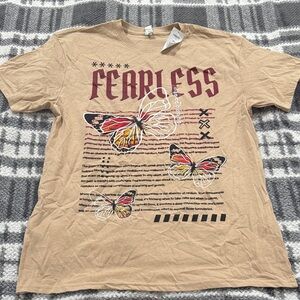 Fearless Butterfly Graphic Tan Tee